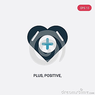 Two color plus, positive, add, vector icon from signs concept. isolated blue plus, positive, add, vector sign symbol can be use Vector Illustration
