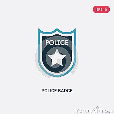 Two color police badge vector icon from law and justice concept. isolated blue police badge vector sign symbol can be use for web Vector Illustration