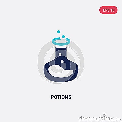 Two color potions vector icon from gaming concept. isolated blue potions vector sign symbol can be use for web, mobile and logo. Vector Illustration