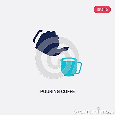 Two color pouring coffe vector icon from bistro and restaurant concept. isolated blue pouring coffe vector sign symbol can be use Vector Illustration