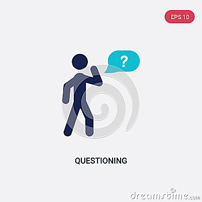 two color questioning vector icon from activity and hobbies concept. isolated blue questioning vector sign symbol can be use for Vector Illustration