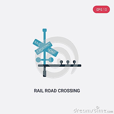 Two color rail road crossing cross vector icon from signs concept. isolated blue rail road crossing cross vector sign symbol can Vector Illustration