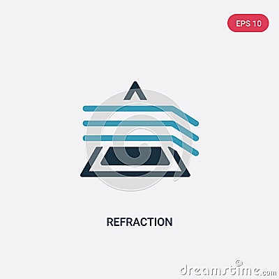 Two color refraction vector icon from science concept. isolated blue refraction vector sign symbol can be use for web, mobile and Vector Illustration