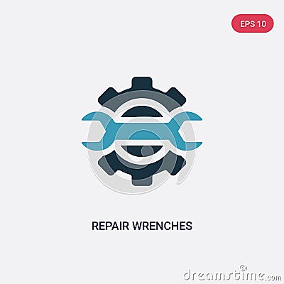 Two color repair wrenches vector icon from mechanicons concept. isolated blue repair wrenches vector sign symbol can be use for Vector Illustration
