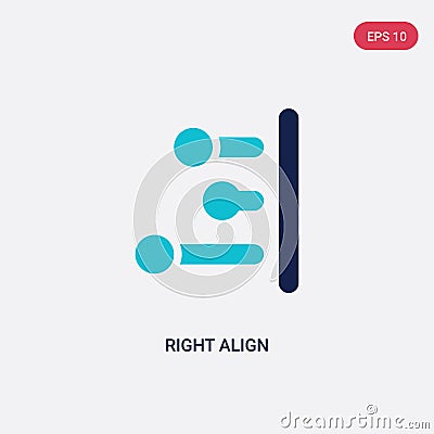 Two color right align vector icon from geometry concept. isolated blue right align vector sign symbol can be use for web, mobile Vector Illustration