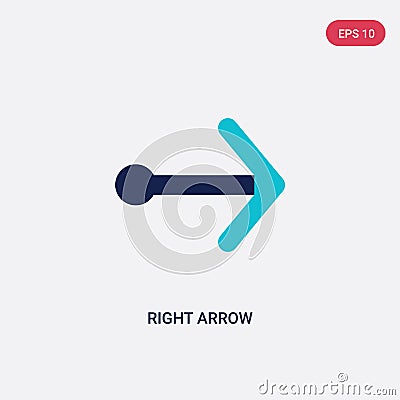 Two color right arrow vector icon from arrows 2 concept. isolated blue right arrow vector sign symbol can be use for web, mobile Vector Illustration
