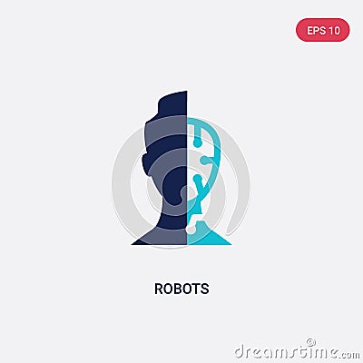 Two color robots vector icon from artificial intelligence concept. isolated blue robots vector sign symbol can be use for web, Vector Illustration