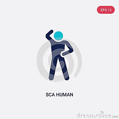 Two color sca human vector icon from feelings concept. isolated blue sca human vector sign symbol can be use for web, mobile and Vector Illustration