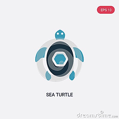 Two color sea turtle vector icon from summer concept. isolated blue sea turtle vector sign symbol can be use for web, mobile and Vector Illustration