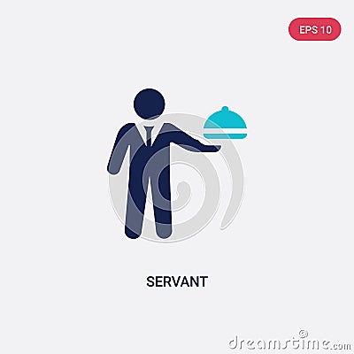 Two color servant vector icon from hotel and restaurant concept. isolated blue servant vector sign symbol can be use for web, Vector Illustration