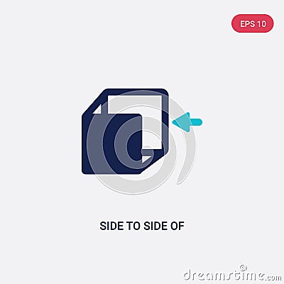 Two color side to side of a cube vector icon from geometry concept. isolated blue side to of a cube vector sign symbol can be use Vector Illustration