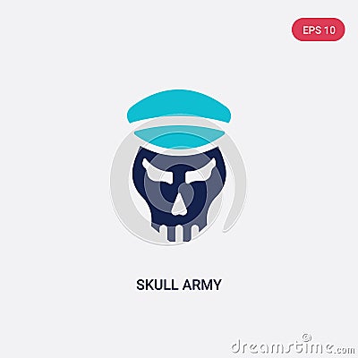 Two color skull army vector icon from army and war concept. isolated blue skull army vector sign symbol can be use for web, mobile Vector Illustration