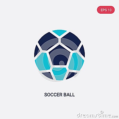 Two color soccer ball vector icon from football concept. isolated blue soccer ball vector sign symbol can be use for web, mobile Vector Illustration