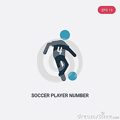 Two color soccer player number four vector icon from sports concept. isolated blue soccer player number four vector sign symbol Vector Illustration