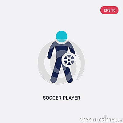 Two color soccer player vector icon from football concept. isolated blue soccer player vector sign symbol can be use for web, Vector Illustration