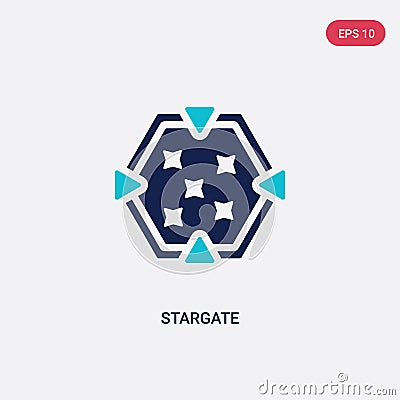 Two color stargate vector icon from astronomy concept. isolated blue stargate vector sign symbol can be use for web, mobile and Vector Illustration