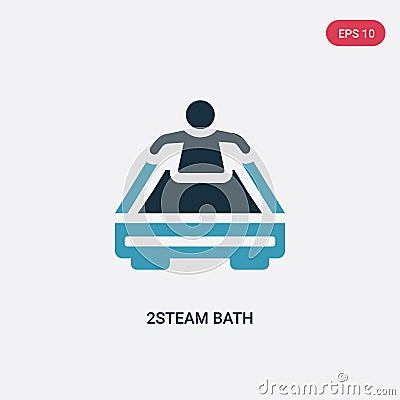 Two color 2steam bath vector icon from sauna concept. isolated blue 2steam bath vector sign symbol can be use for web, mobile and Vector Illustration