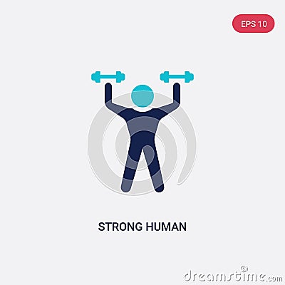 Two color strong human vector icon from feelings concept. isolated blue strong human vector sign symbol can be use for web, mobile Vector Illustration