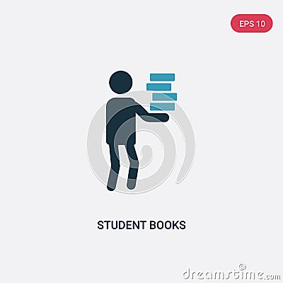 Two color student books vector icon from people concept. isolated blue student books vector sign symbol can be use for web, mobile Vector Illustration