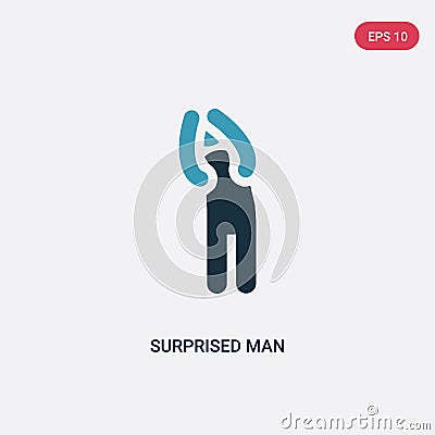 Two color surprised man vector icon from people concept. isolated blue surprised man vector sign symbol can be use for web, mobile Vector Illustration