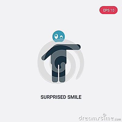 Two color surprised smile vector icon from people concept. isolated blue surprised smile vector sign symbol can be use for web, Vector Illustration