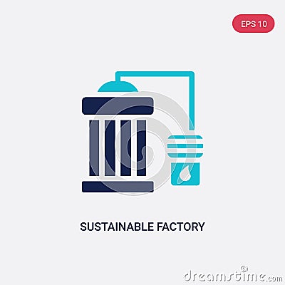 Two color sustainable factory vector icon from ecology concept. isolated blue sustainable factory vector sign symbol can be use Vector Illustration