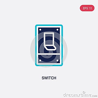 Two color switch vector icon from electrian connections concept. isolated blue switch vector sign symbol can be use for web, Vector Illustration