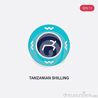 Two color tanzanian shilling vector icon from africa concept. isolated blue tanzanian shilling vector sign symbol can be use for Vector Illustration