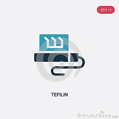 Two color tefilin vector icon from religion concept. isolated blue tefilin vector sign symbol can be use for web, mobile and logo Vector Illustration