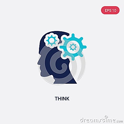 Two color think vector icon from brain process concept. isolated blue think vector sign symbol can be use for web, mobile and logo Vector Illustration