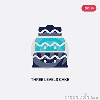 Two color three levels cake vector icon from bistro and restaurant concept. isolated blue three levels cake vector sign symbol can Vector Illustration