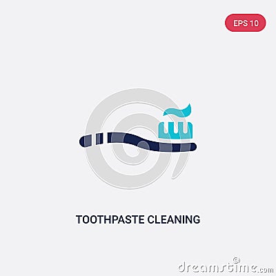Two color toothpaste cleaning vector icon from cleaning concept. isolated blue toothpaste cleaning vector sign symbol can be use Vector Illustration