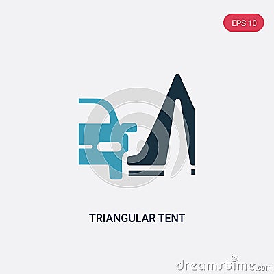 Two color triangular tent vector icon from mechanicons concept. isolated blue triangular tent vector sign symbol can be use for Vector Illustration