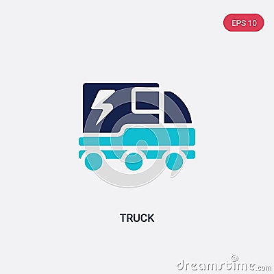 Two color truck vector icon from electrian connections concept. isolated blue truck vector sign symbol can be use for web, mobile Vector Illustration