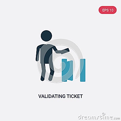 Two color validating ticket vector icon from people concept. isolated blue validating ticket vector sign symbol can be use for web Vector Illustration
