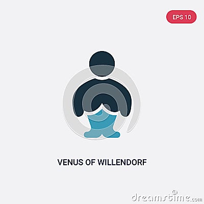 Two color venus of willendorf vector icon from stone age concept. isolated blue venus of willendorf vector sign symbol can be use Vector Illustration