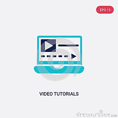 Two color video tutorials vector icon from e-learning concept. isolated blue video tutorials vector sign symbol can be use for web Vector Illustration