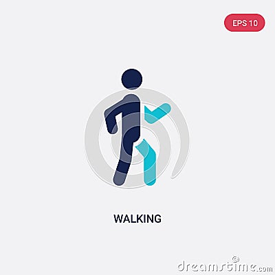 two color walking vector icon from activities concept. isolated blue walking vector sign symbol can be use for web, mobile and Vector Illustration