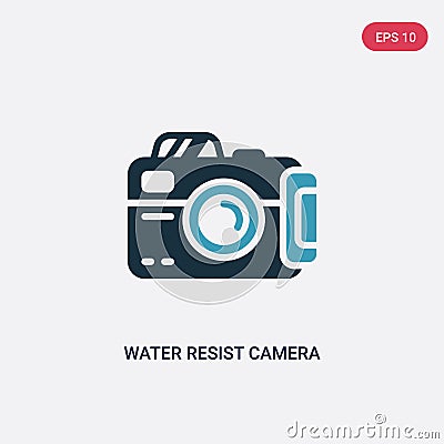 Two color water resist camera vector icon from nautical concept. isolated blue water resist camera vector sign symbol can be use Vector Illustration