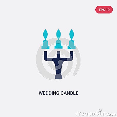 Two color wedding candle vector icon from birthday party and wedding concept. isolated blue wedding candle vector sign symbol can Vector Illustration