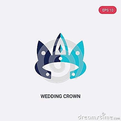 Two color wedding crown vector icon from birthday party and wedding concept. isolated blue wedding crown vector sign symbol can be Vector Illustration