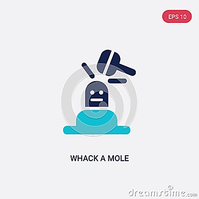 Two color whack a mole vector icon from entertainment concept. isolated blue whack a mole vector sign symbol can be use for web, Vector Illustration