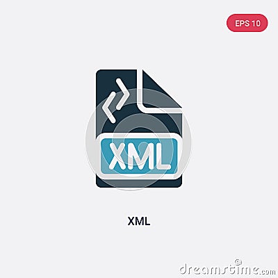 Two color xml vector icon from programming concept. isolated blue xml vector sign symbol can be use for web, mobile and logo. eps Vector Illustration
