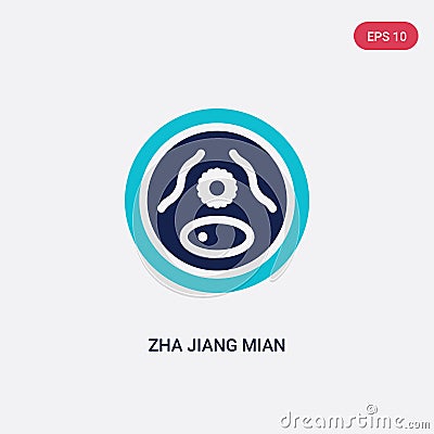 Two color zha jiang mian vector icon from food concept. isolated blue zha jiang mian vector sign symbol can be use for web, mobile Vector Illustration
