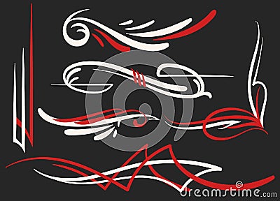 Two colored pinstriping ornaments set Vector Illustration