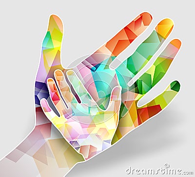 Two colorful hands Stock Photo