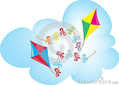 Two colorful kites Vector Illustration