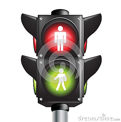 Two colors pedestrian traffic light sign Vector Illustration