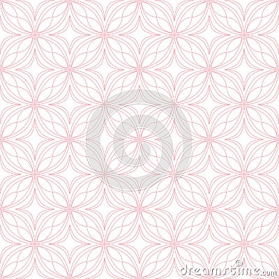 Pink on white geometric tile oval and circle scribbly lines seamless repeat pattern background Stock Photo