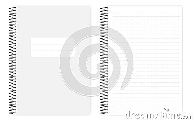 Two column dashed line notebook with side perforation sheets Vector Illustration